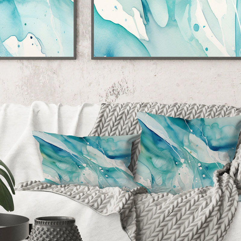 Coussin décoratif imprimé de vagues turquoise - Impressions of Infinity II