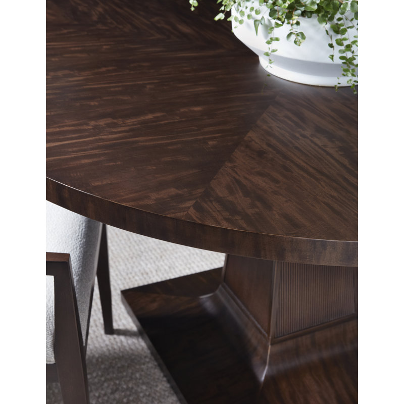Bistre Finish Round Wood Extendable Dining Table