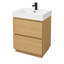 Ensemble de meuble-lavabo 30 po avec lavabo sous comptoir, 2 tiroirs à fermeture en douceur, ensemble de meuble-lavabo en bois d'ingénierie à finition chêne pour salle de bain, salle d'eau