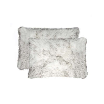 Set of Two 12" X 20" Blush Cowhide Throw Pillow