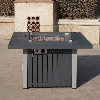 Kujtim Square Aluminium Natural Gas Smokeless Fire Pit Table with Hidden Fuel Tank