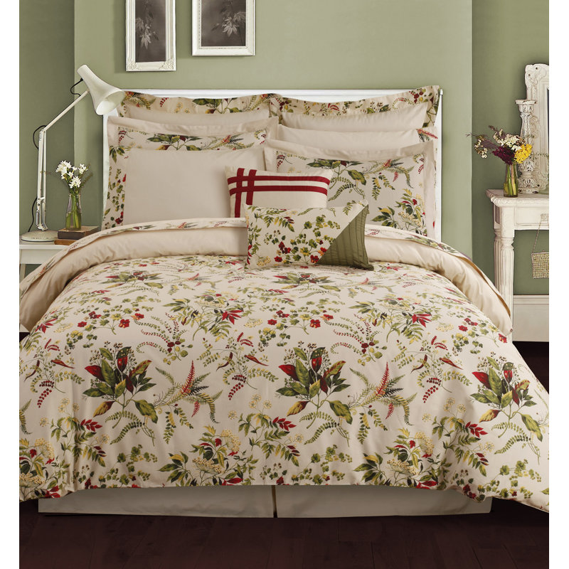 Modern & Contemporary Cotton Percale Floral Comforter, California King Comforter + 11 Additional Pieces