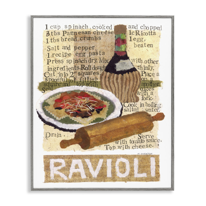 Art rétro de raviolis par Nancy Overton, Estampe numérique Farmhouse, H 14 po x l 11 po
