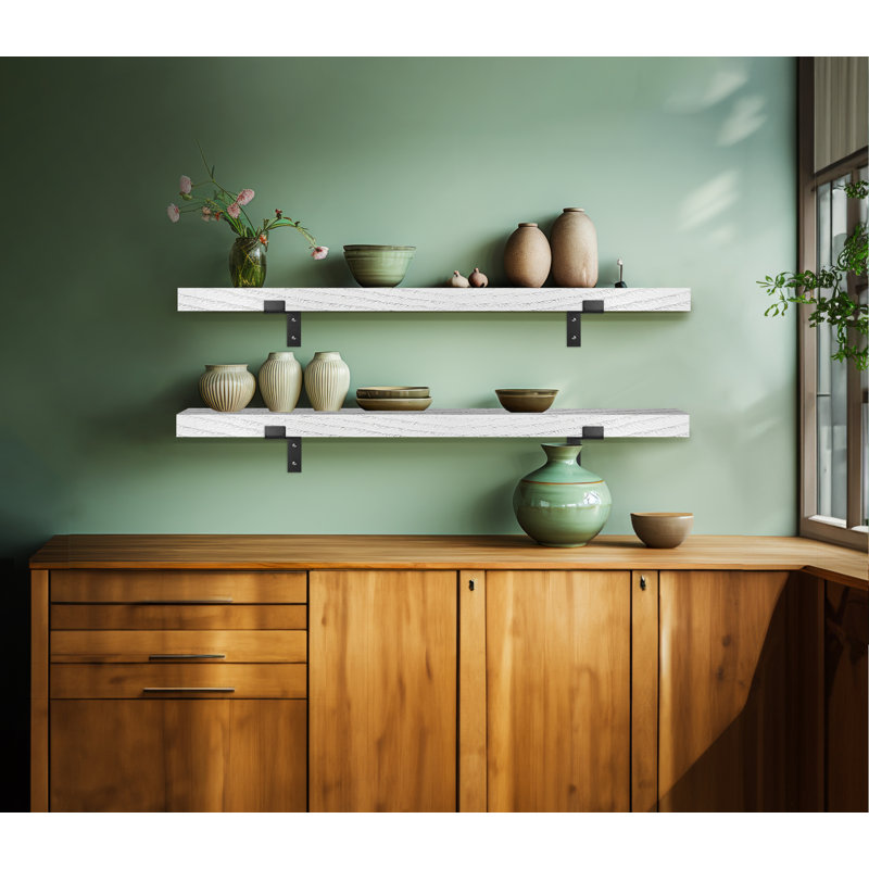 Emerald Lee 2 Piece Oak Bracket Shelf, 2" H x 55" W x 8" D, Gray
