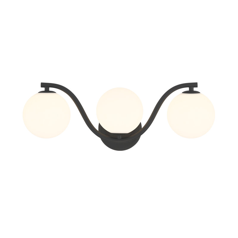 Éclairage pour meuble-lavabo Triple Globe Wave, Noir mat
