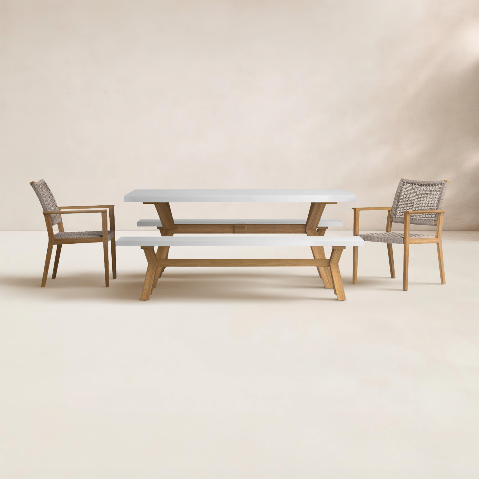 Fleur 74" Eucalyptus Patio Dining Set