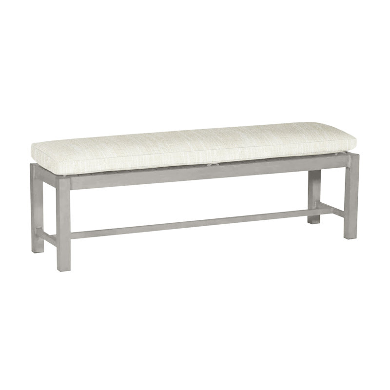 Club Aluminum 60" Bench - Oyster, Oyster, No Welt, Rollo Cream InsideOut® Linen