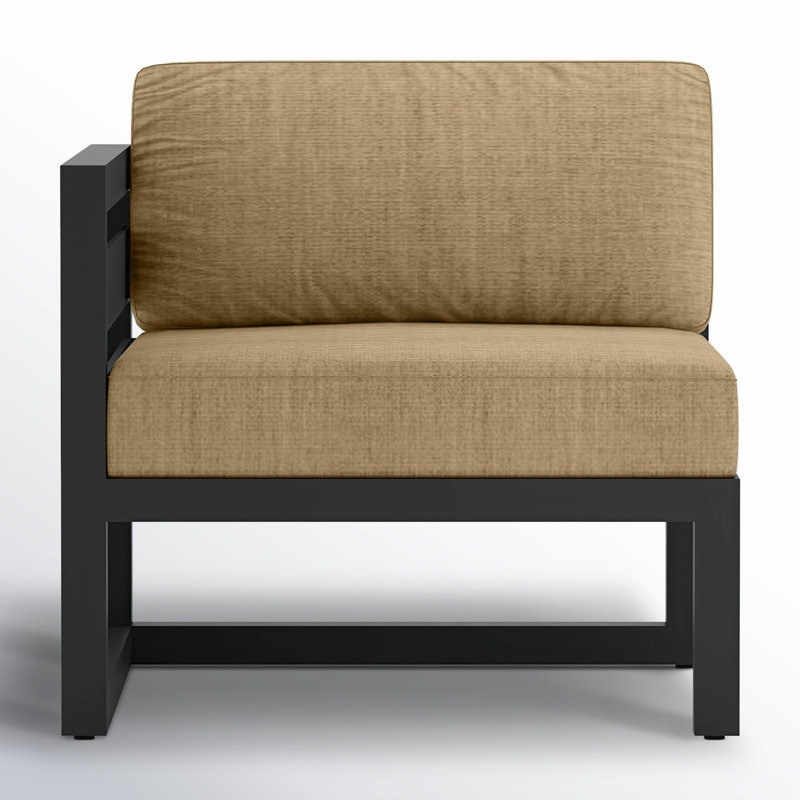 Avion 4 Piece Sectional Set, Canvas Heather Beige Sunbrella® Canvas, Black