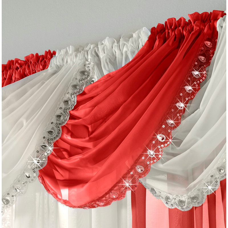 Axton Solid Colour Swag Window Pelmet, Red