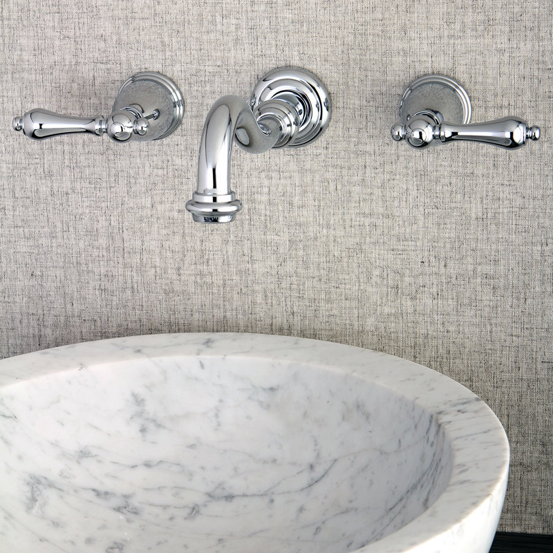 Robinet de salle de bain mural Vintage, Chrome poli