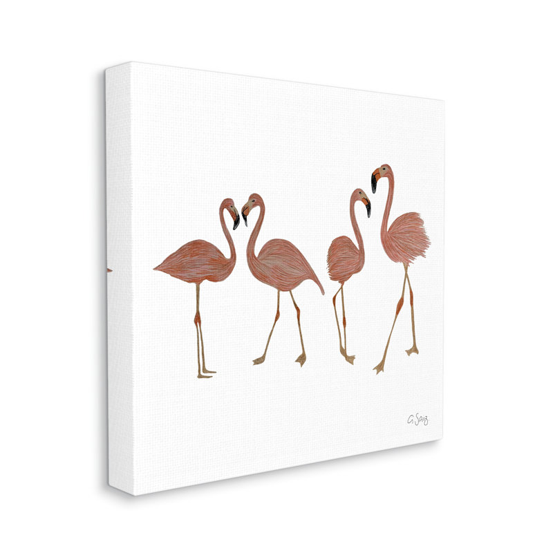 Mur d'illustrations d'oiseaux flamants roses se mélangeant à Ale Saiz Studio, L 17 po x H 17 po, Toile tendue