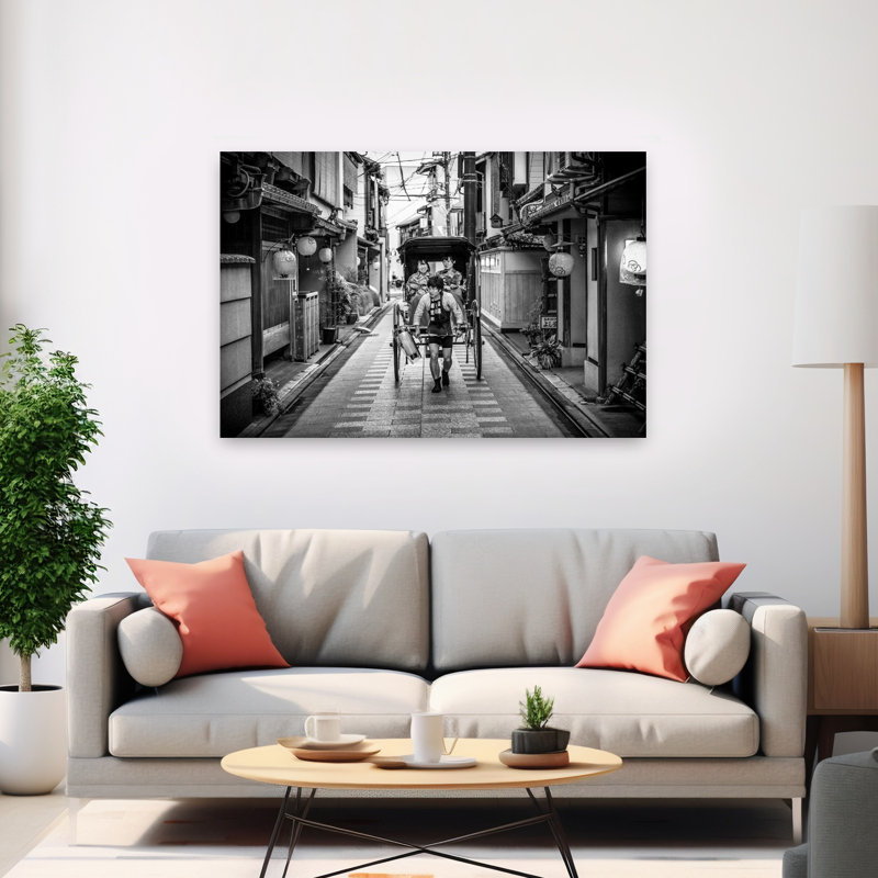 «Rickshaw japonais», impression d'art mural contemporain, H 40 po x l 60 po