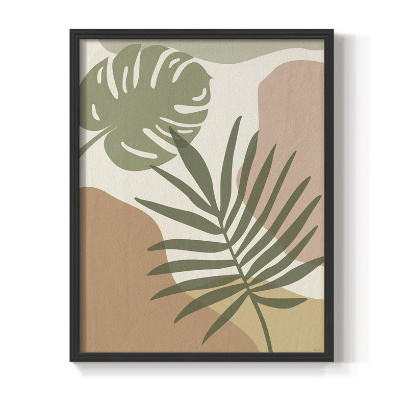 «Mid Century Palm I», reproduction encadrée - bois massif, H 21 po x l 17 po, Noir, noir, noir, noir