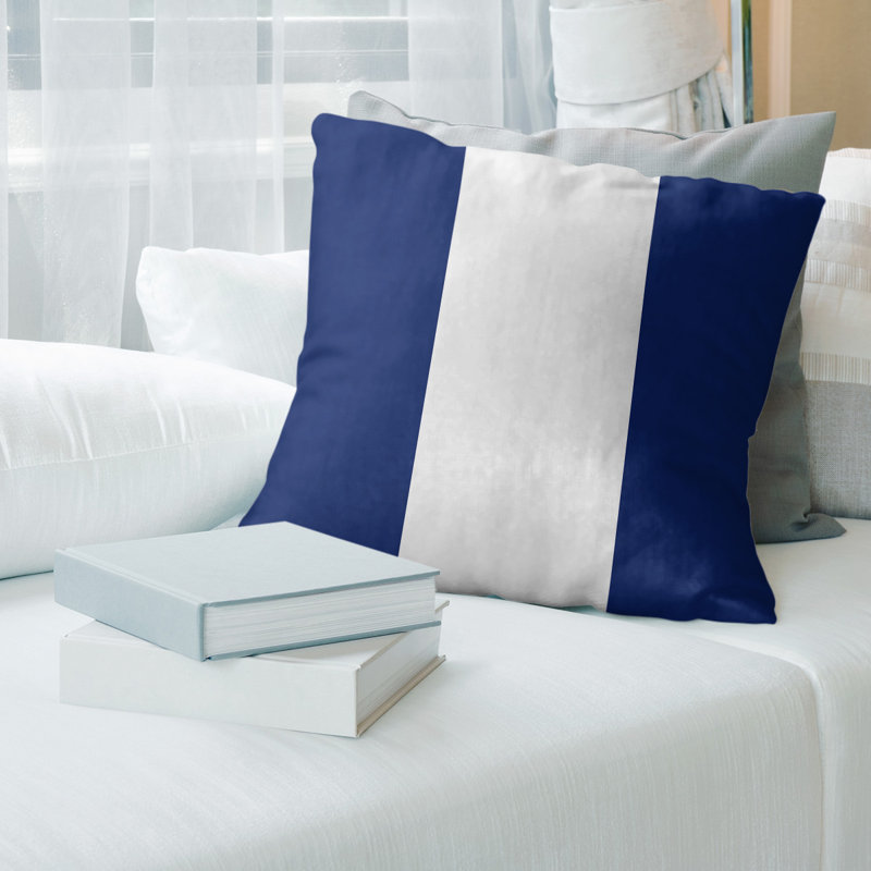Housse de coussin, 18 po x 18 po, Bleu / Blanc, Simili suède