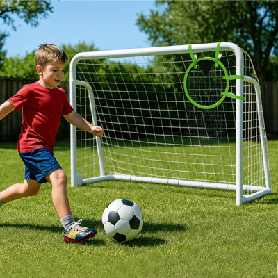 Backyard Soccer Goal with 50mm Thickened Steel Frame, Foldable Football Net for Indoor & Outdoor Use, Training Goal with Target Net & Cones for Kids & Adults, Multiple Sizes & Colors