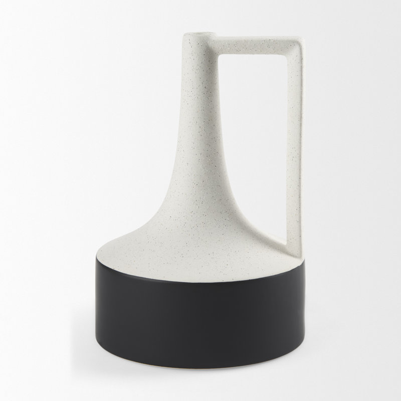 Vase de table en céramique Alisone, Blanc / noir, H 12 po x l 8 po x P 8 po