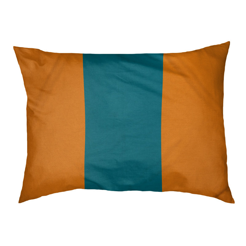 Coussin rectangulaire designer Tampa Bay, Moyen (L 30 po x l 40 po), Orange brûlé / bleu sarcelle foncé du Pacifique