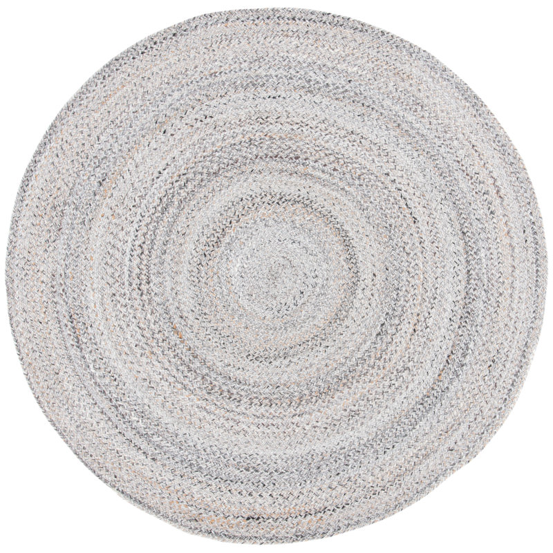 Alik Round Flatweave Area Rug, Grey, Round 152 cm