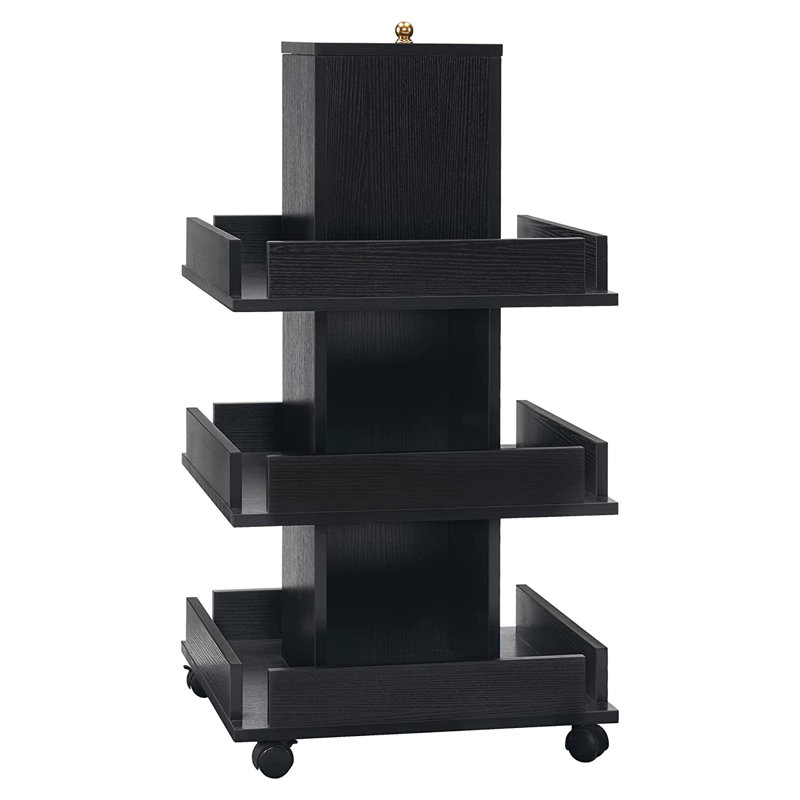 Utility Cart with Shelf and Universal Wheels, 3-Tier Tool Storage Trolley, Black