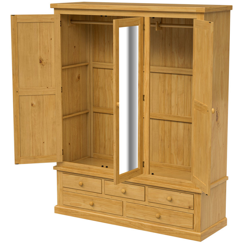 Estevan 3 Door Solid Wood Wardrobe