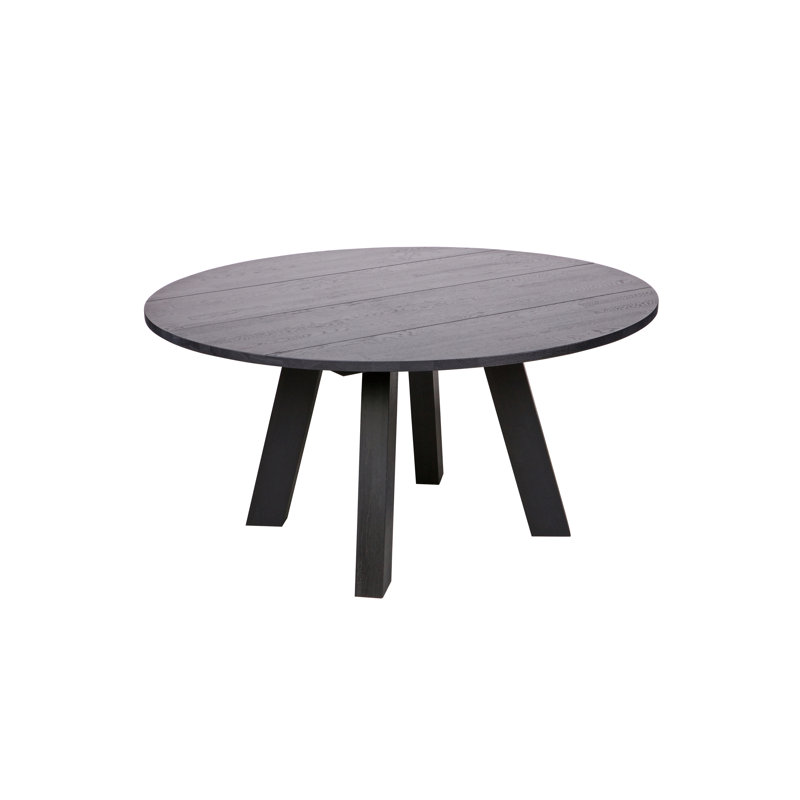 Normanhurst Oak Round Solid Wood Dining Table, Black Night