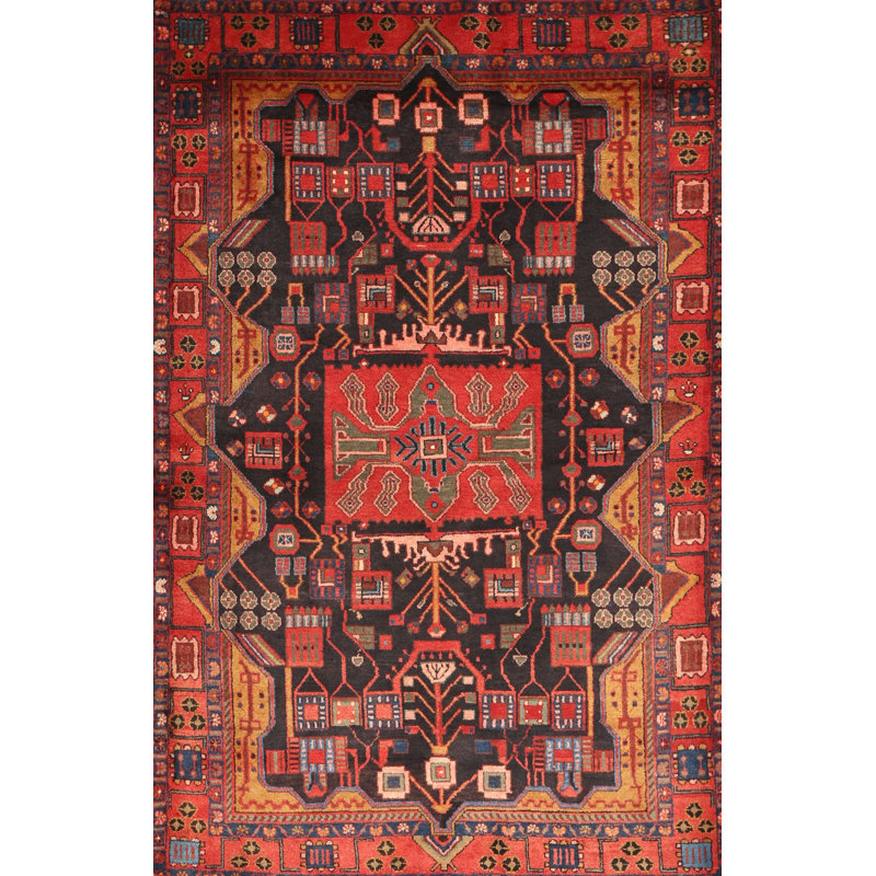 Tapis traditionnel rouge / brun, Rectangle 2 pi x 4 pi