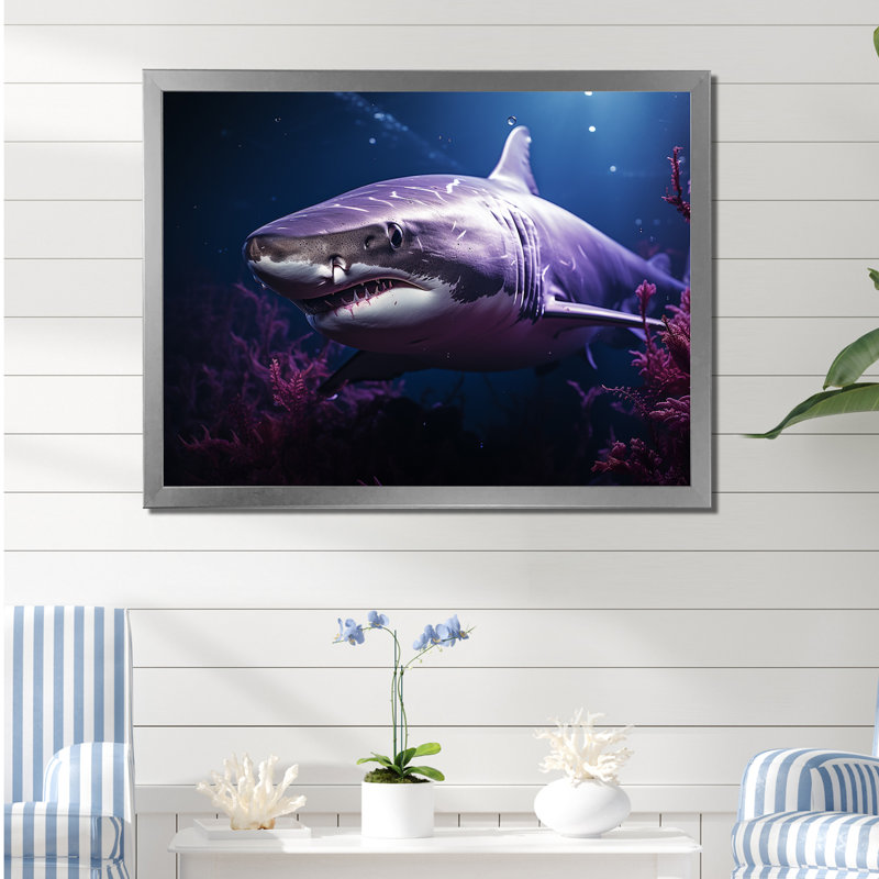 " Oceans Purple Ghost Shark Photography ", Silver Single Picture Framed, 12" H x 20" W x 1" D