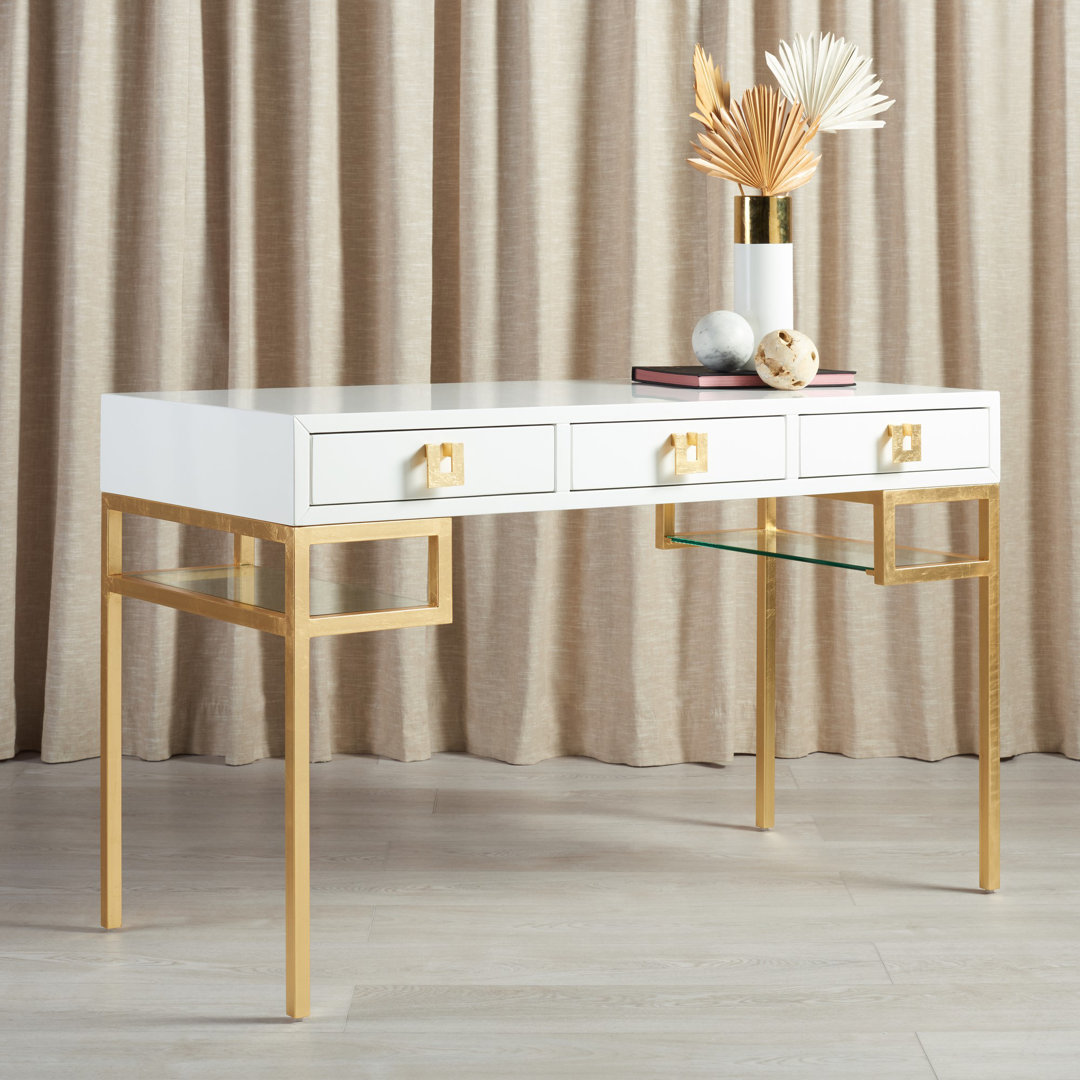Helmsworth Metal Base Writing Desk Everly Quinn
