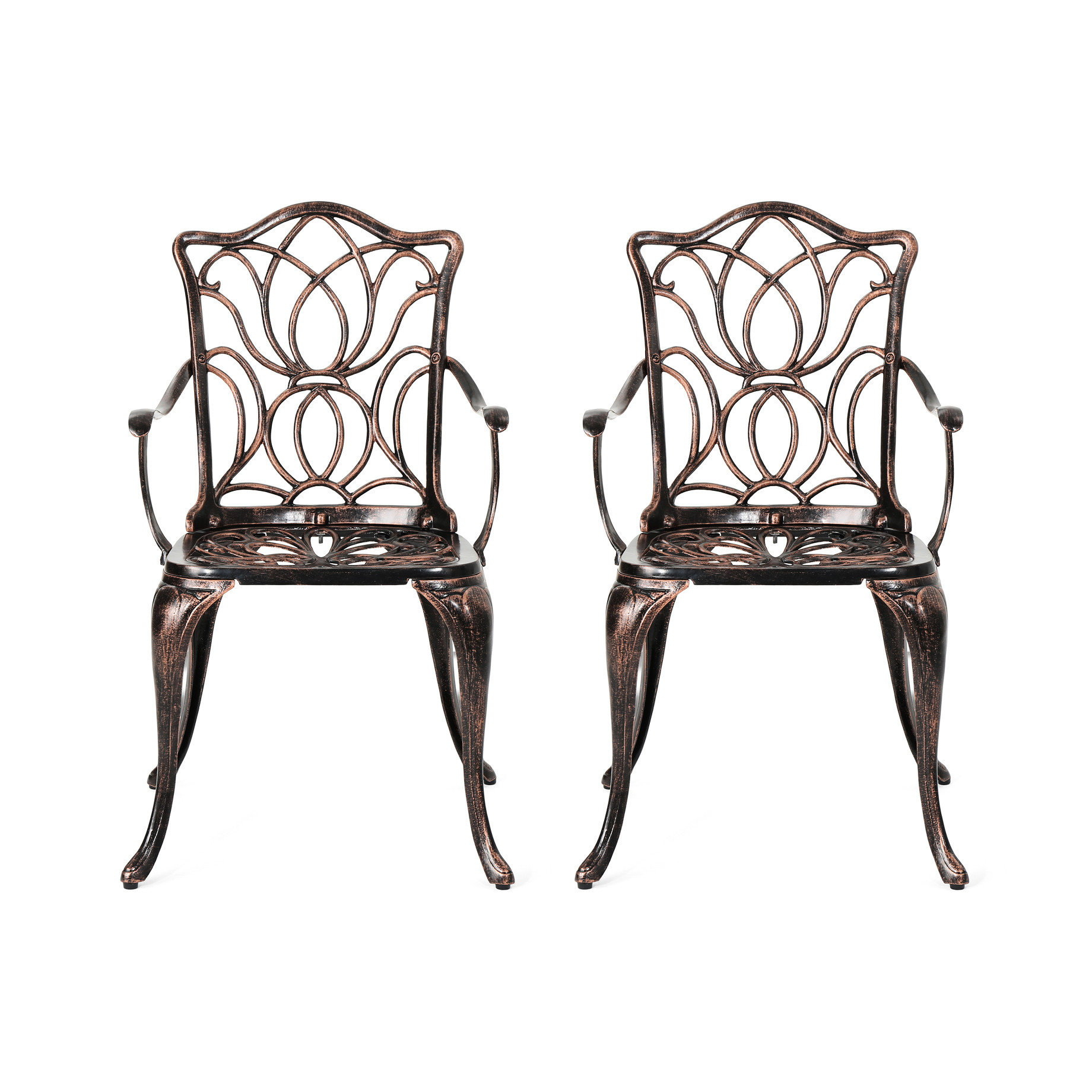 World Menagerie Of 2 Dining Chairs, Black Copper Colour, Cast Aluminum ...