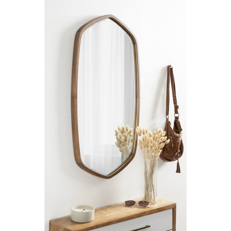 Glover Wood Hexagon Mirror, Natural, 36" x 20", Horizontal and Vertical
