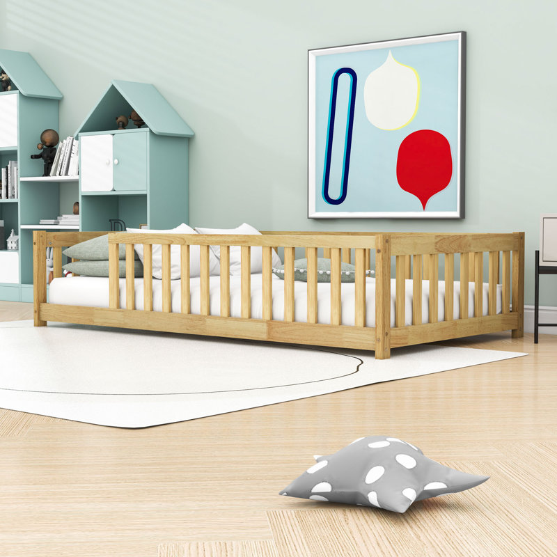 Twin Wooden Frame Kids Bed With Slats, Natural