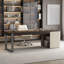 Solid Wood Solid Wood and Stainless Steel Credenza Desk with Built-In Electrical Outlet