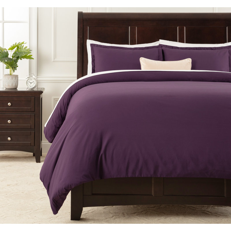 Ensemble de housse de couette ultra-doux, Mauve, Housse de couette grand + 2 taies d'oreiller