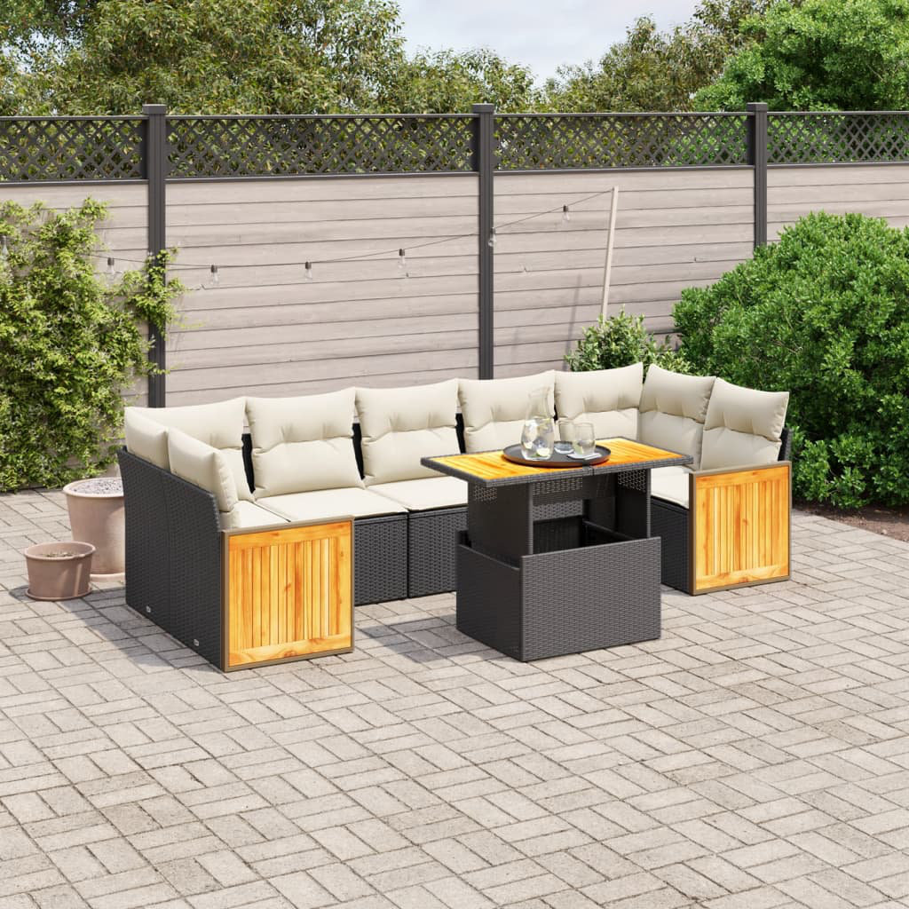 Vidaxl 8-Tlg. Garten-Sofagarnitur aus Polyrattan mit Kissen