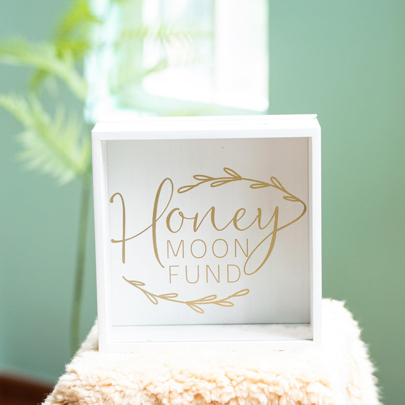 Honey Moon Fund Box And Card Rustic Box,Gift Card Box,White Wedding Box,Shadow Box