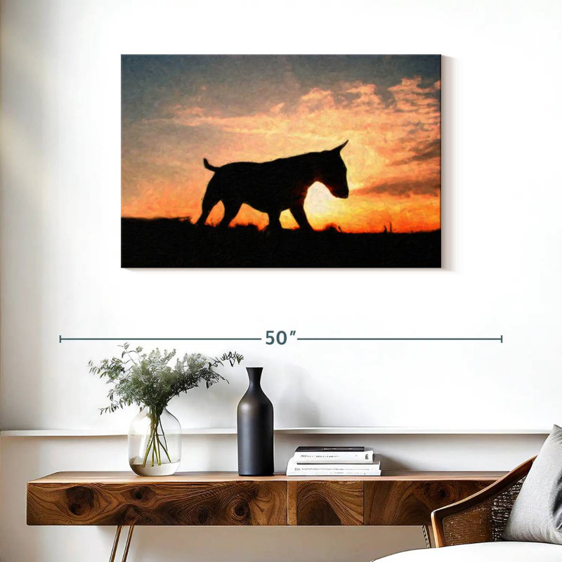 Brampt Bull Terrier At Sunset, 24" H x 36" W