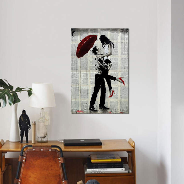 « love rain », reproduction sur toile, H 40 po x l 26 po x P 1,5 po, Toile tendue, Pas de tapis