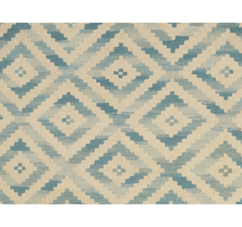 Tapis beige/bleu handwoven à tissage plat