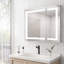 Armoire de rangement de salle de bain 36X30 pouces avec miroir de coiffeuse à DEL - porte double brouillard à grande capacité réglable luminosité et température de couleur brouillard, porte, 3000K 6000K, rangement, 4 tiroirs et plus, poudre