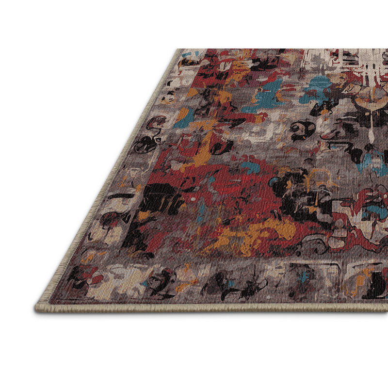 Machine Washable Brown Area Rug, Square 4'