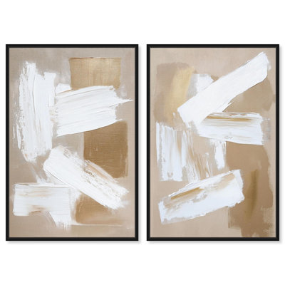 Art of the Brush Duet Canvas Print Modern Wall Art Set by Art Remedy, Black Frame, 20 x 30