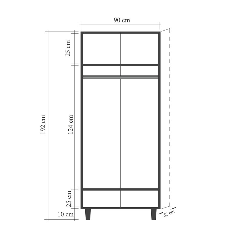 Berend 2 Door Manufactured Wood Wardrobe