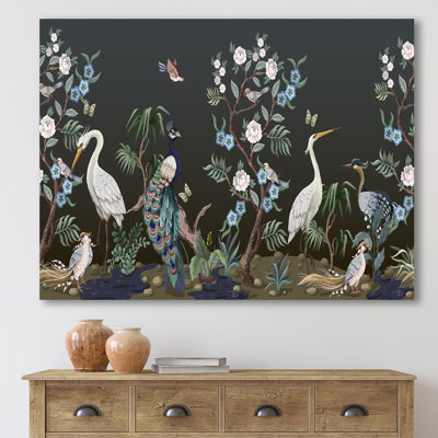 Chinoiserie With Birds and Peonies IV - Animals Wall Art