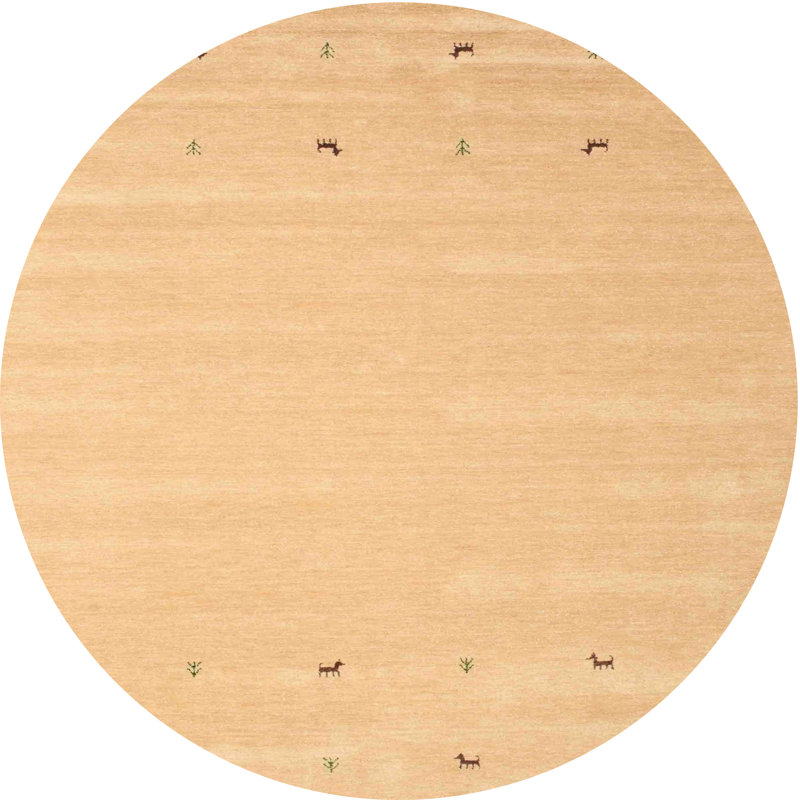 Tapis de zone crème contemporaine, Rond 3 pi