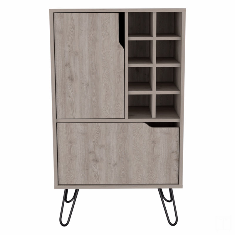 Bar Armoire à porte simple, huit porte-bouteilles encastrés, quatre pieds