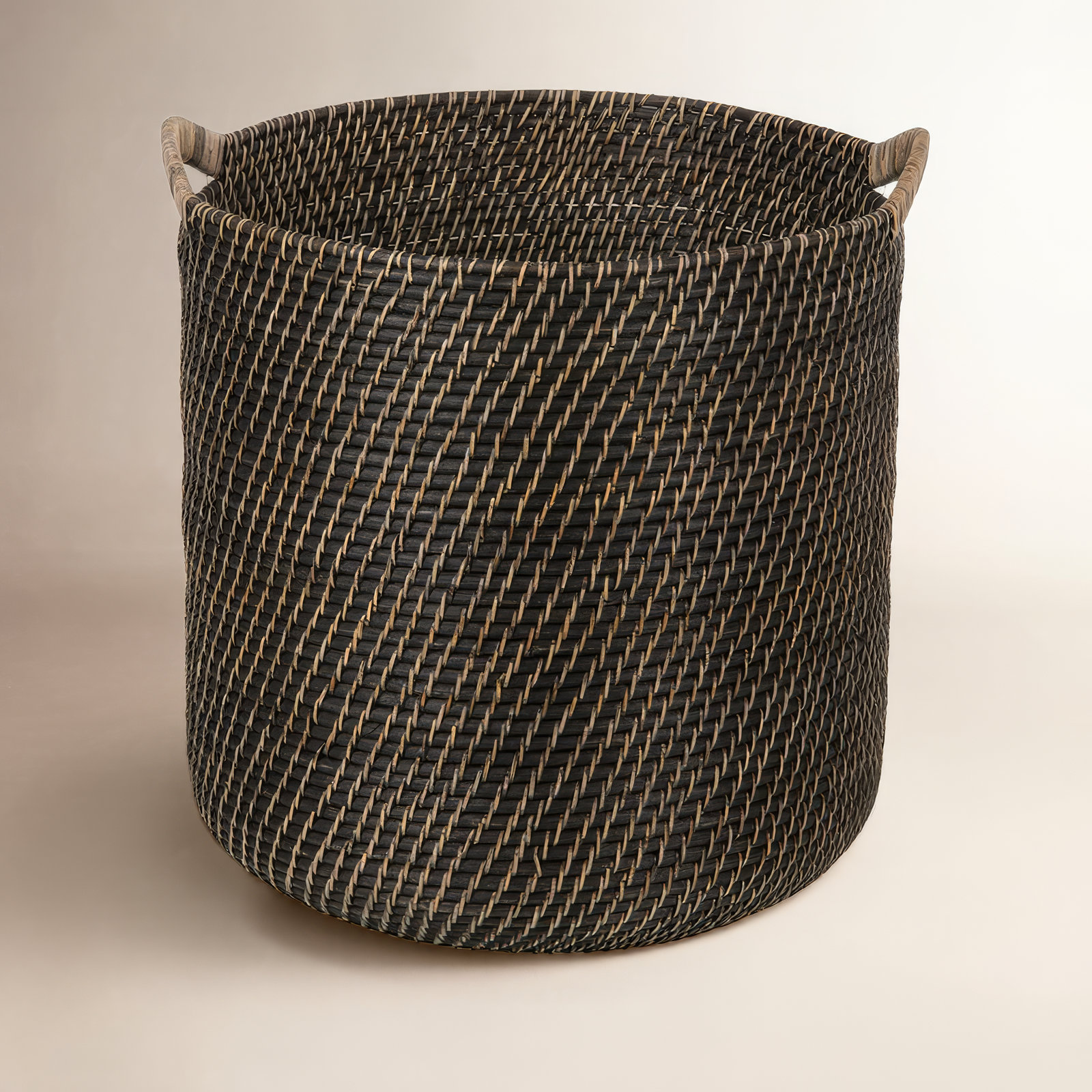 Jettie Rattan Basket With Handles 1, Black