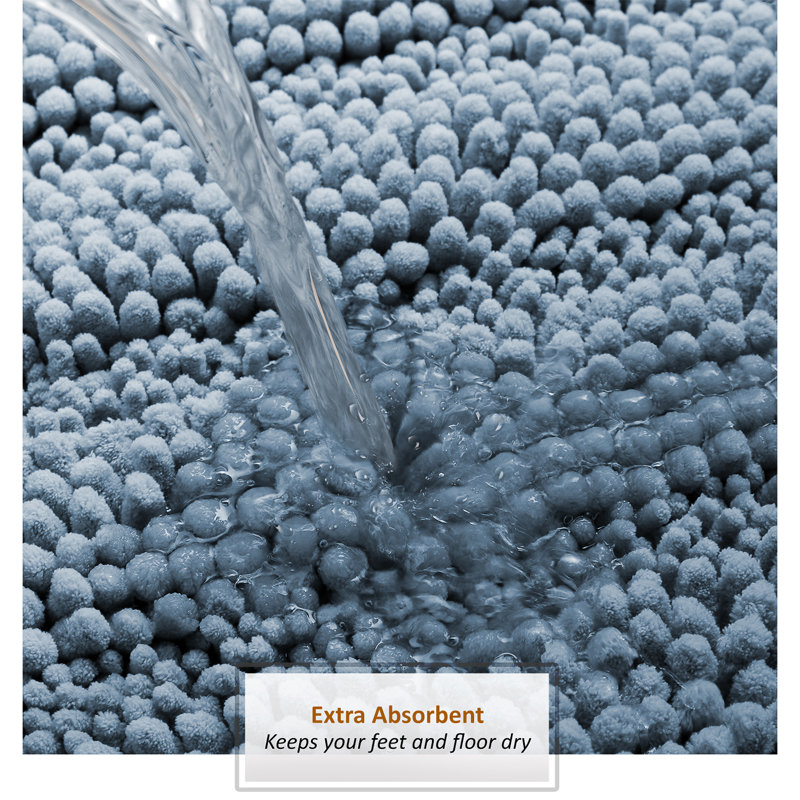Clara Clark Chenille Extra Soft And Absorbent Bath Mat., Blue Heaven