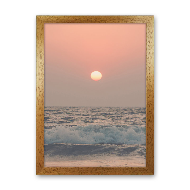 Pink Beach Sunset by Victoria Frost - Print, Oak Framed, 34cm H x 25cm W x 3cm D