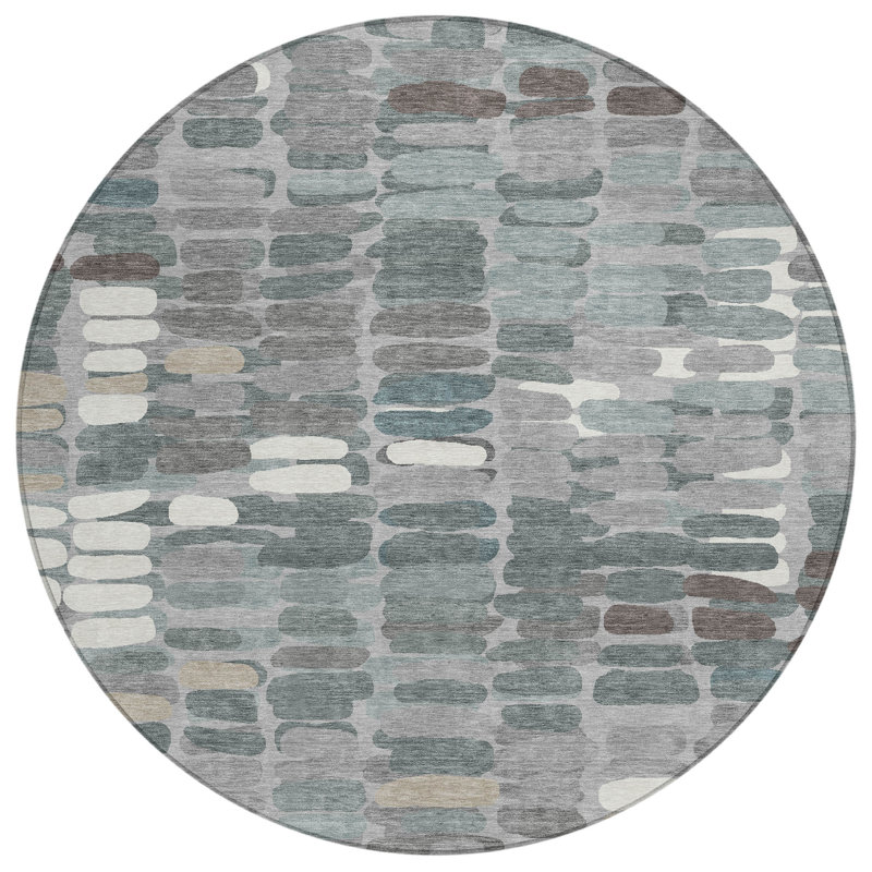 Machine Washable Indoor/Outdoor Molewski ACN2349 Abstract Rug, Round 8'