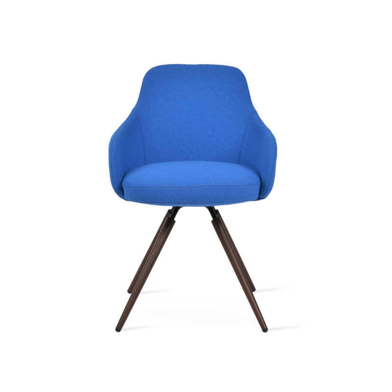 Fauteuil pivotant Gazel Carrot, Bleu, Noyer
